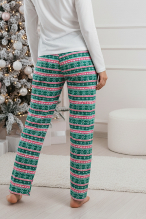 Pantaloni de Pijama Dama din Bumbac cu Imprimeu de Craciun 8321 [1]