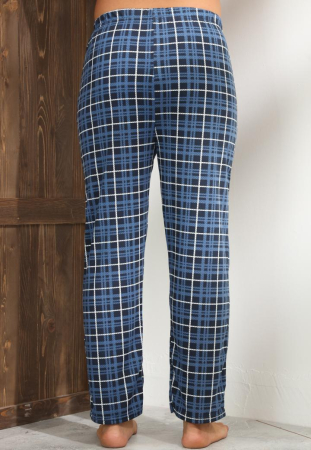 Pantaloni de Pijama pentru Barbati din Bumbac, bleumarin carouri 102 [1]