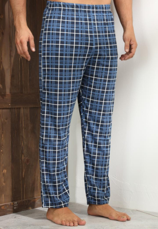 Pantaloni de Pijama pentru Barbati din Bumbac, bleumarin carouri 102 [3]