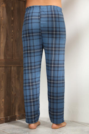 Pantaloni de Pijama pentru Barbati din Bumbac, albastru carouri 101 [1]