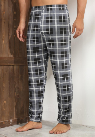 Pantaloni de Pijama pentru Barbati din Bumbac, gri carouri 3245 [2]