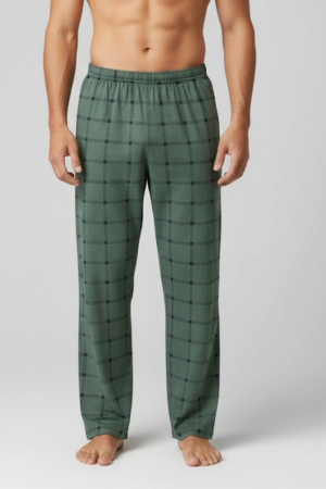 Pijamale barbati bumbac - Pantaloni de Pijama pentru Barbati din Bumbac, verde 3337