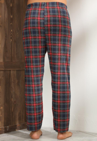 Pantaloni de Pijama pentru Barbati din Bumbac, Model Clasic in Carouri Rosu si Bleumarin 8663 [1]