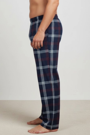 Pantaloni de Pijama pentru Barbati din Bumbac, Model Clasic in Carouri bleumarin 3339 [2]