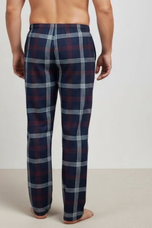Pantaloni de Pijama pentru Barbati din Bumbac, Model Clasic in Carouri bleumarin 3339 [1]