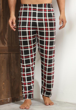 Pantaloni de Pijama pentru Barbati marime mare din Bumbac, Model Clasic negru/alb 3269 [2]