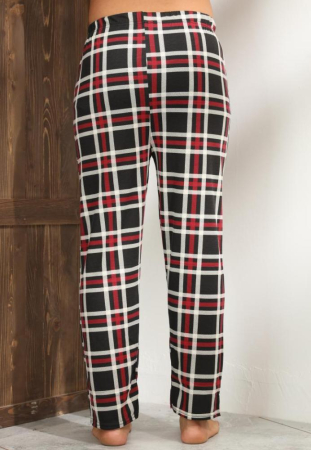 Pantaloni de Pijama pentru Barbati marime mare din Bumbac, Model Clasic negru/alb 3269 [3]