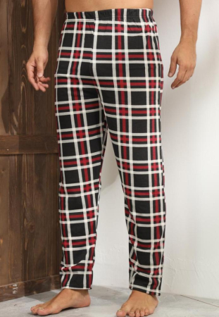 Pijamale barbati bumbac - Pantaloni de Pijama pentru Barbati marime mare din Bumbac, Model Clasic negru/alb 3269