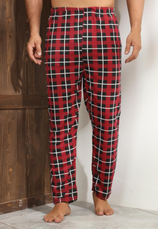 Pijamale barbati bumbac - Pantaloni de Pijama pentru Barbati marime mare din Bumbac, Model Clasic visiniu 412