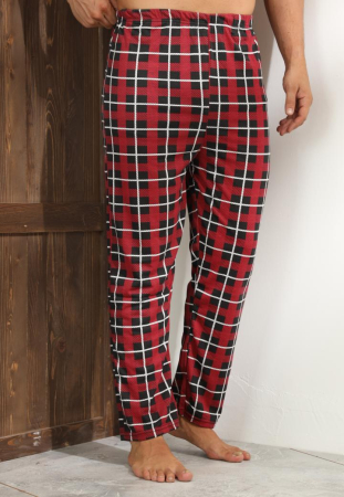 Pantaloni de Pijama pentru Barbati marime mare din Bumbac, Model Clasic visiniu 412 [1]