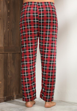 Pantaloni de Pijama pentru Barbati marime mare din Bumbac, Model Clasic visiniu 412 [2]