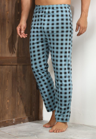 Pijamale barbati bumbac - Pantaloni de Pijama pentru Barbati marime mare din Bumbac, Model Clasic turcoaz 3270