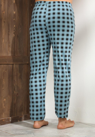 Pantaloni de Pijama pentru Barbati marime mare din Bumbac, Model Clasic turcoaz 3270 [2]