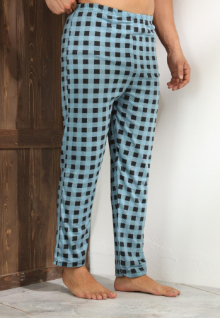 Pantaloni de Pijama pentru Barbati marime mare din Bumbac, Model Clasic turcoaz 3270 [1]
