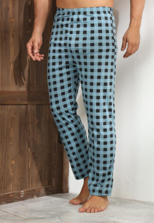 Pantaloni de Pijama pentru Barbati marime mare din Bumbac, Model Clasic turcoaz 3270 [3]