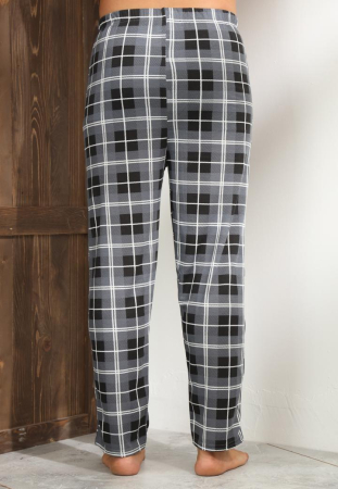 Pantaloni de Pijama pentru Barbati marime mare din Bumbac, carouri gri 414 [1]