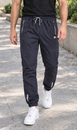 Pantaloni barbati - Pantaloni Fas Barbati Jogger, Material Subtire, Buzunare cu Fermoar, Talie Elastica, Bleumarin Inchis 8303