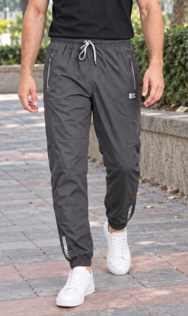 Pantaloni barbati - Pantaloni Fas Barbati Jogger, Material Subtire, Buzunare cu Fermoar, Talie Elastica, gri 8303