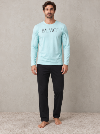 Pijamale barbati bumbac - Pantaloni Pijama Barbati din Bumbac, Carouri Bleumarin-Albastru, Confortabili pentru Casa - Copie
