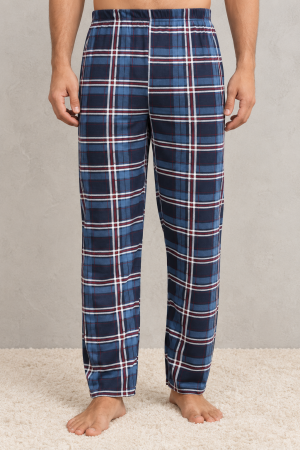 Pantaloni Pijama Barbati - Pantaloni Pijama Barbati din Bumbac, Lungi, Model in Carouri marimi mari