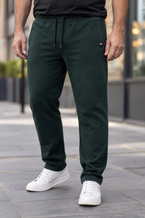 Pantaloni barbati - Pantaloni trening barbati, croiala dreapta,cu snur si buzunare, verde inchis Marimi mari