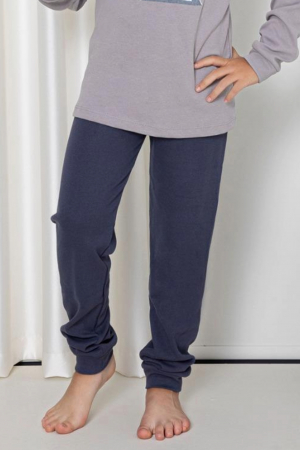 Pijama baieti, din material bumbac, maneci si pantaloni lungi, imprimeu masina, gri embody.ro [3]