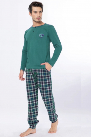 Pijamale familie - Pijama barbat din bumbac calitativ, maneci si pantaloni lungi, embody