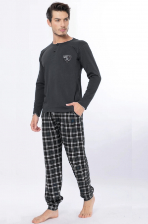 Pijamale familie - Pijama barbat din bumbac calitativ, maneci si pantaloni lungi, embody
