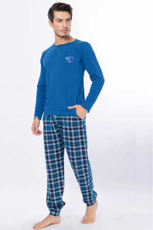 Pijamale familie - Pijama barbat din bumbac calitativ, maneci si pantaloni lungi, embody