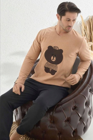 Pijama bumbac barbat, maneci si pantaloni lungi, imprimeu modern embody [0]