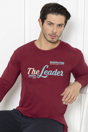 Pijama bumbac barbat, maneci si pantaloni lungi, imprimeu modern embody [2]