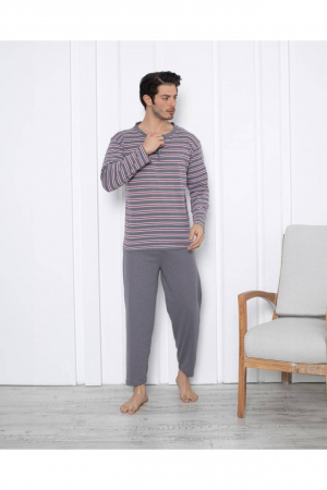 Pijama bumbac barbat, maneci si pantaloni lungi, imprimeu modern embody [1]