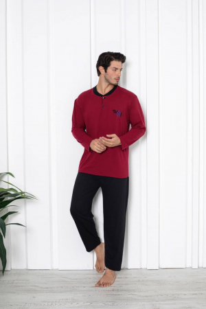 Pijama bumbac barbat, maneci si pantaloni lungi, imprimeu modern embody [0]