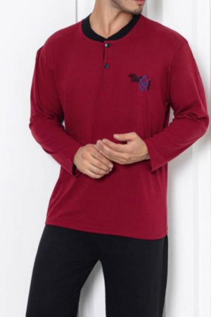 Pijama bumbac barbat, maneci si pantaloni lungi, imprimeu modern embody [2]