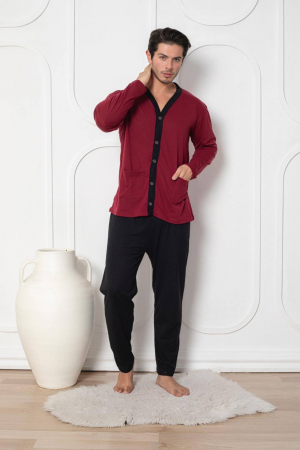 Pijama bumbac barbat, maneci si pantaloni lungi, imprimeu modern embody [0]