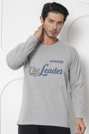 Pijama bumbac barbat, maneci si pantaloni lungi, imprimeu modern embody [2]