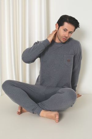 Pijama barbat bumbac tip trening, gri inchis 101embody [1]