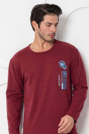 Pijama bumbac barbat, maneci si pantaloni lungi, imprimeu modern embody [2]