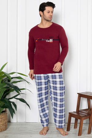 Pijama bumbac barbat, maneci si pantaloni lungi, imprimeu modern embody [0]