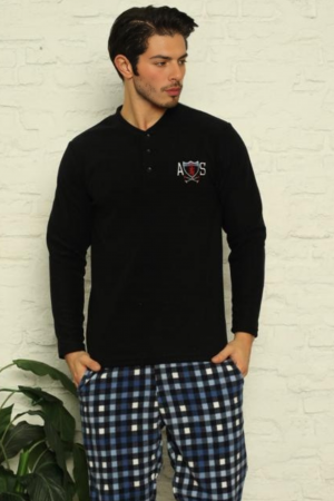 Pijama barbat, material soft polar moale si calduros, maneci si pantaloni lungi cu buzunare embody [2]