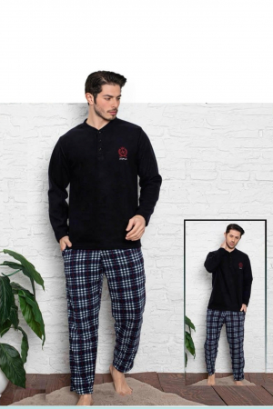 Pijama barbat, material soft polar moale si calduros, maneci si pantaloni lungi cu buzunare embody [1]