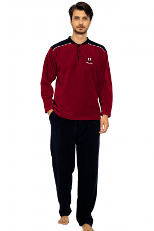 Pijama barbat soft polar moale si calduros, maneci si pantaloni lungi cu buzunare, multicolor [3]