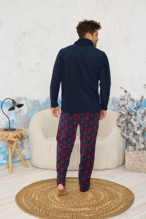 Pijama barbati cocolino, material pufos si calduros, Next World, bleumarin 9602, embody.ro [1]