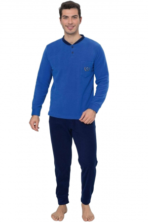 Pijama barbati cocolino, material soft polar moale si calduros, albastru, embody.ro [2]