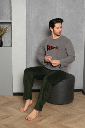Pijama barbati cocolino polar, material fin, delicat si moale, gri 479 [2]
