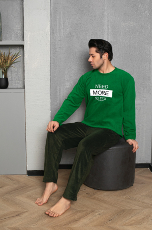 Pijama barbati cocolino polar, material fin, delicat si moale, verde 478 [2]