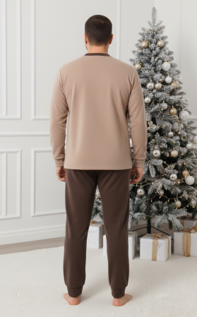 Pijama barbati cocolino polar, material fin, delicat si moale, maro 86 Craciun [1]