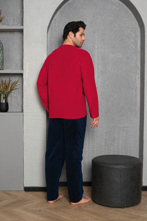 Pijama barbati cocolino polar, material fin, delicat si moale, negru/visiniu 479 [2]