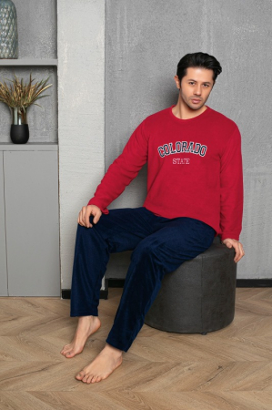 Pijama barbati cocolino polar, material fin, delicat si moale, negru/visiniu 479 [1]