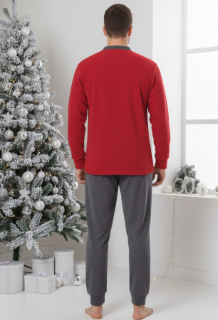 Pijama barbati cocolino polar, material fin, delicat si moale, visiniu 82 Craciun [2]